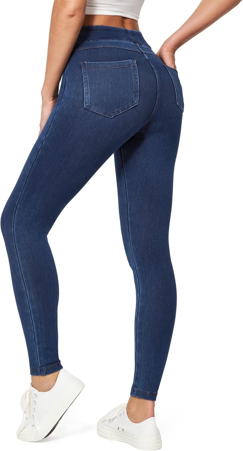 IUGA Stretchy Jeans for Women High Waist Jeggings Tummy Control Skinny Jeans Pull on Leggings with Pockets Trendy Casual