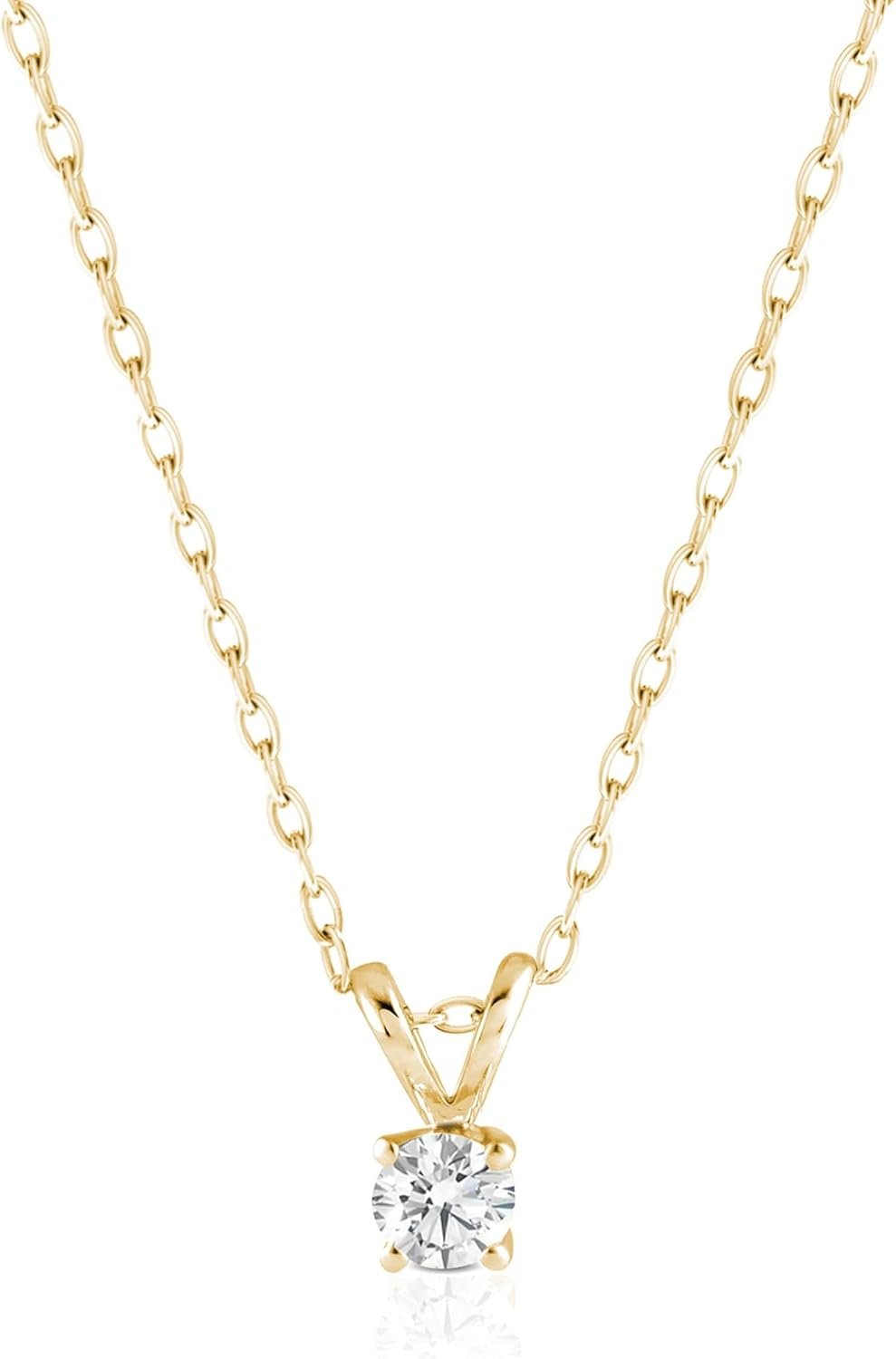 Amazon Essentials IGI Certified Solitaire Lab Grown Diamond Pendant Necklace in 14k Gold 16 Chain with 2 Extender