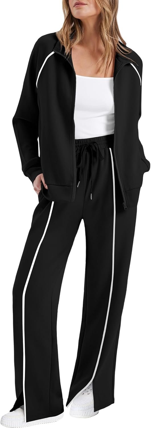 SAMPEEL 2 Piece Outfits for Women Lounge Sets Matching Sets Fall Fashion Clothing Travel Airport Vacation Clothes Pant Sets