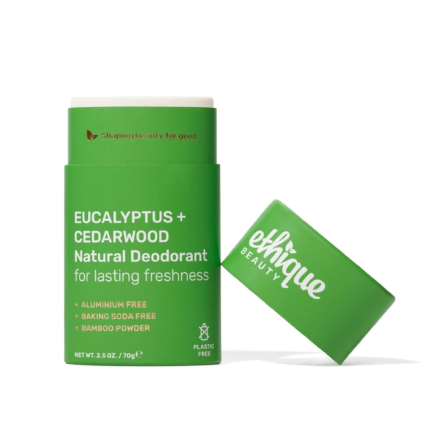 Ethique Beauty Eucalyptus & Cedarwood Deodorant Stick for Men & Women – Aluminum-Free, Plastic-Free, Vegan, Cruelty-Free, Eco-Friendly, 2.5 oz
