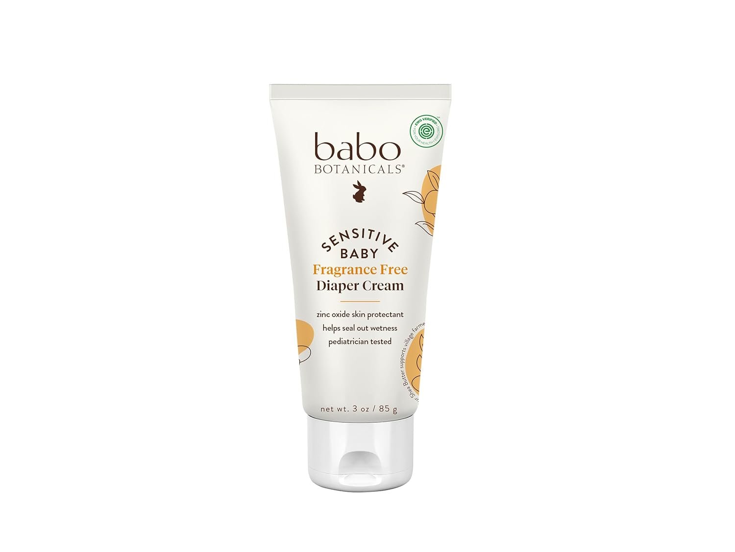 Babo Botanicals Sensitive Baby Fragrance-Free Diaper Cream – 25% Natural Zinc Oxide – Calendula, Shea & Cocoa Butter – EWG Verified – Vegan- From birth on