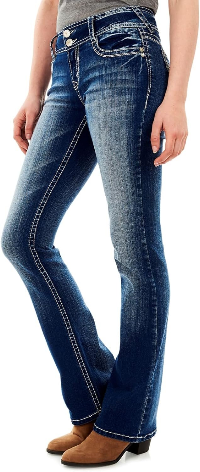 WallFlower Luscious Curvy Bootcut Jeans for Women, Mid-Rise Insta Stretch Denim, Size-Inclusive Juniors Jeans, Sizes 0 to 24