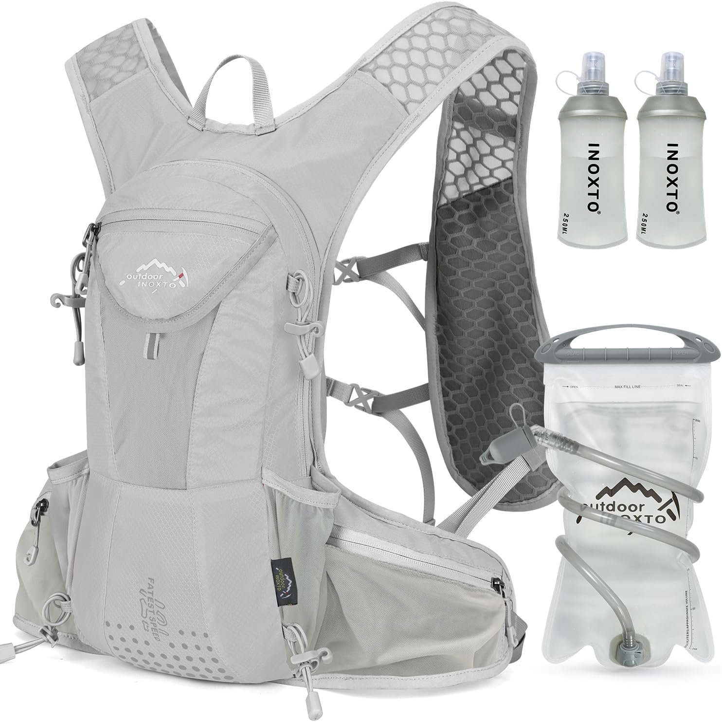 IX INOXTO Hydration Pack Backpack, Lightweight Water Backpack with 2L Leakproof Hydration Bladder Daypack for Men Women,Running Hydration Vest for Outdoor Trail