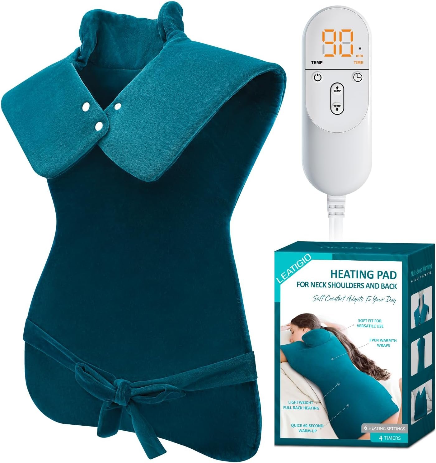 Heating Pad for Neck Shoulders Back Pain Relief, Electric Extra Large Heated Wrap for Full Body Relax, Christmas Gifts for Mom Grandma Sister Wife Her, White Elephant Gifts for Women Seniors