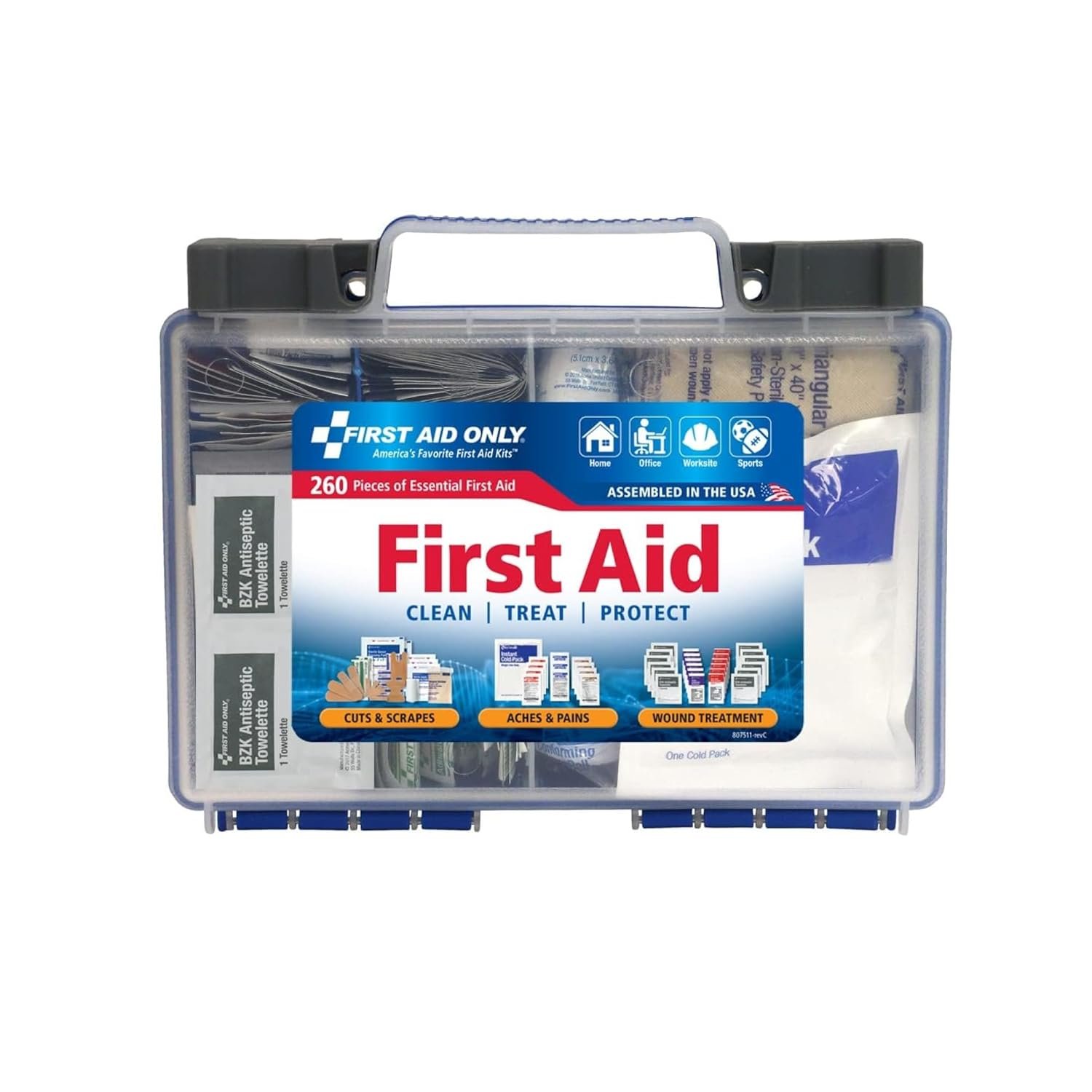 First Aid Only 91248 OSHA-Compliant First Aid Kit, All-Purpose 50-Person Emergency First Aid Kit for Business, Worksite, Home, and Car, 260 Pieces