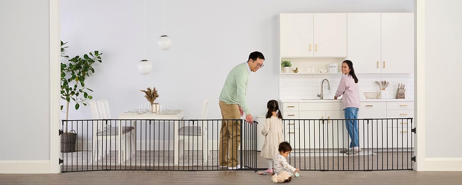 Regalo 194-Inch Super Wide Adjustable Baby Gate and Play Yard, Black, 2-in-1, Bonus Kit, Includes 4 Pack of Wall Mounts