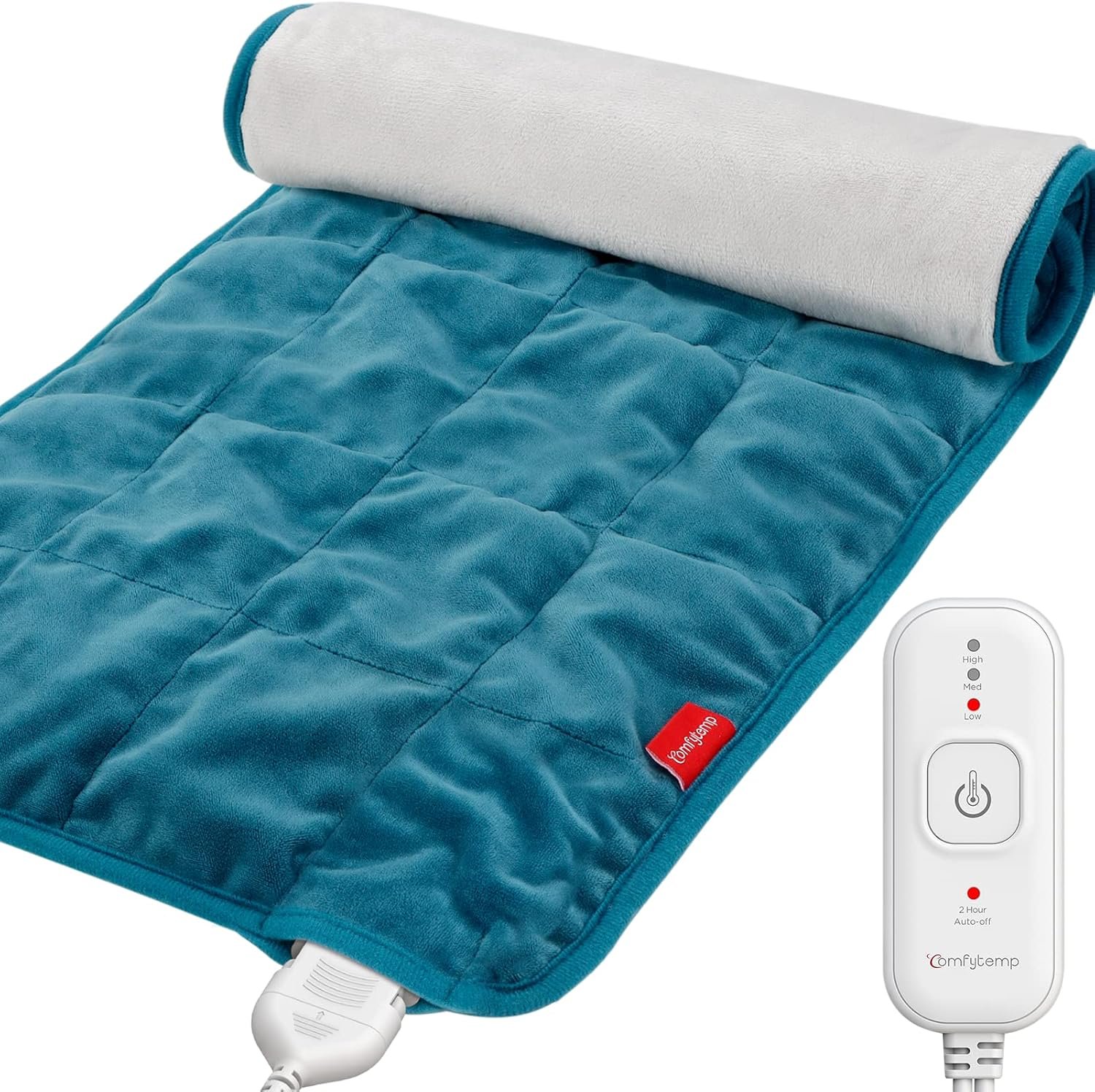 Comfytemp Weighted Heating Pad for Back & Period Cramps, FSA Eligible, Birthday Gifts for Mom Dad Women Men, 2.2lb HSA Electric Heat Pad for Neck Shoulder Pain Relief, 2H Auto-Off Heated Pad, 12×24
