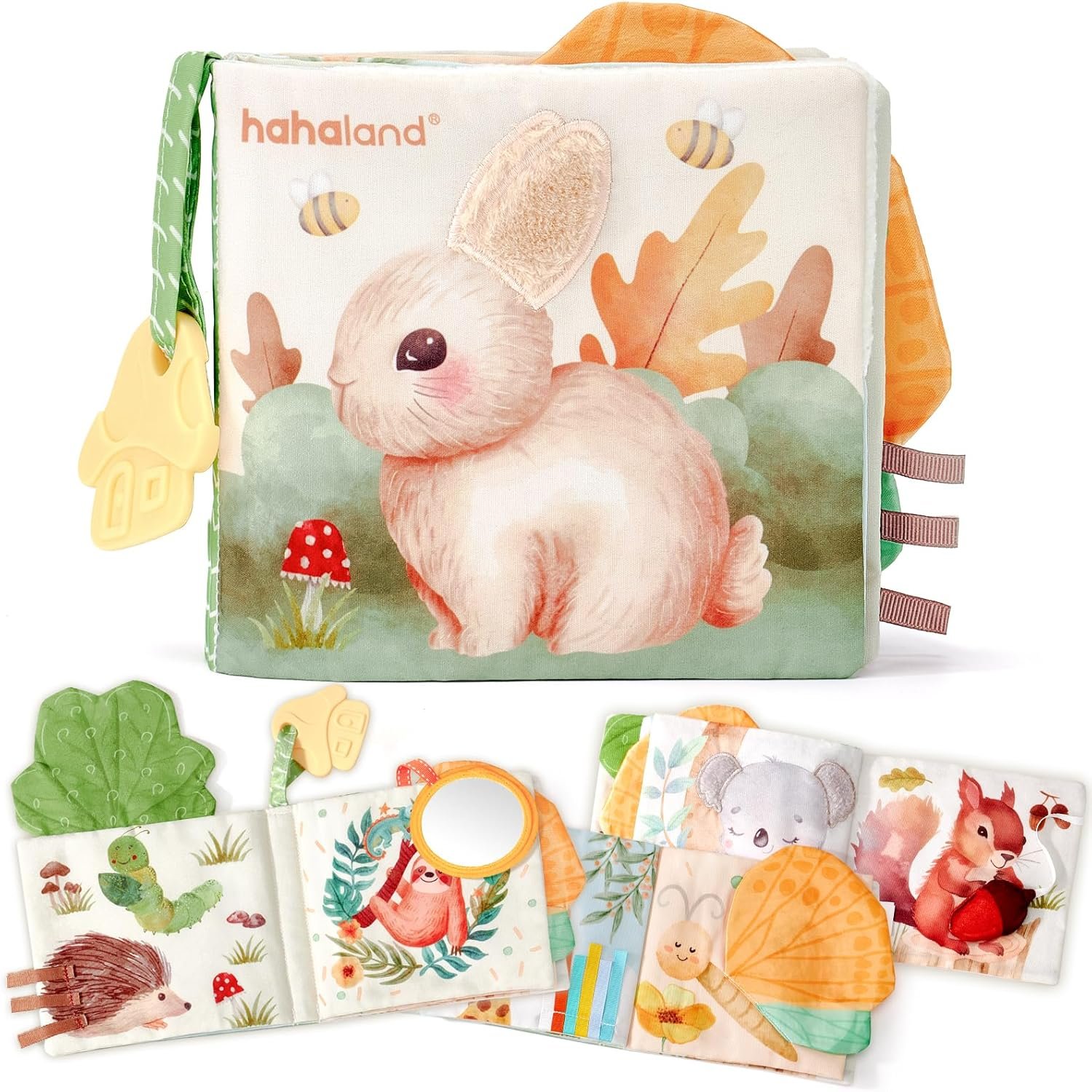 hahaland Baby Books 0-6 Months, Tummy Time Sensory Toys 6 to 12 Month Touch Feel Crinkle Book for Boys Girl 0 3 6 9 12 Month Travel Toys Christmas Birthday Gifts Stocking Stuffers