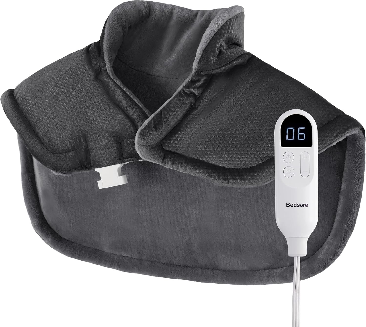 Bedsure Heating Pad for Neck and Shoulders and Back – Birthday Gifts for Women Men Mom Mens, FSA Eligible Items, Heated Pad 2.2lbs, Weighted Large Heated Wrap, 24″ x 22″, Grey