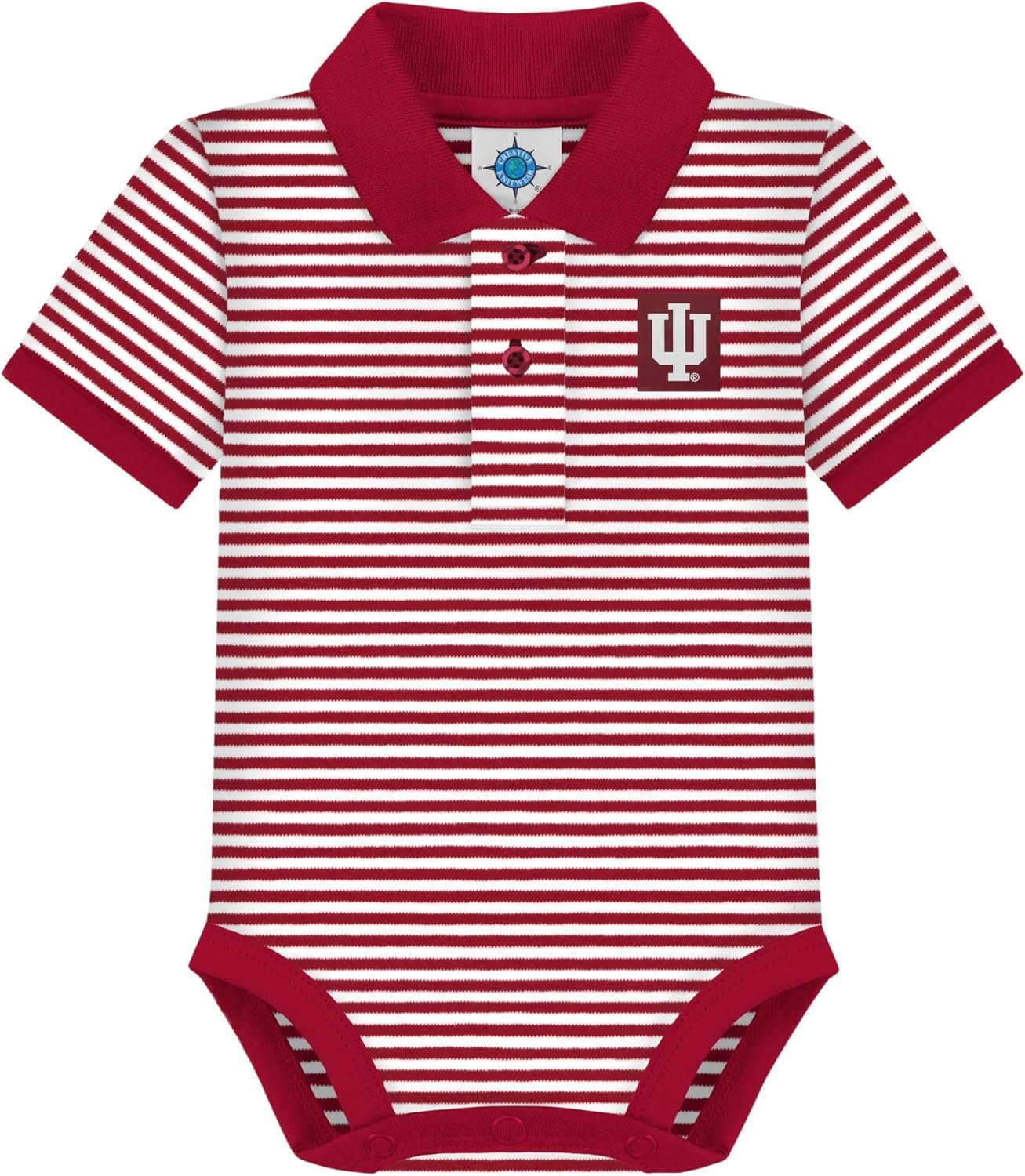 Creative Knitwear College Baby Striped Polo Bodysuit – Team Logo, Multiple Colors, for Boys & Girls (0-12 Months)