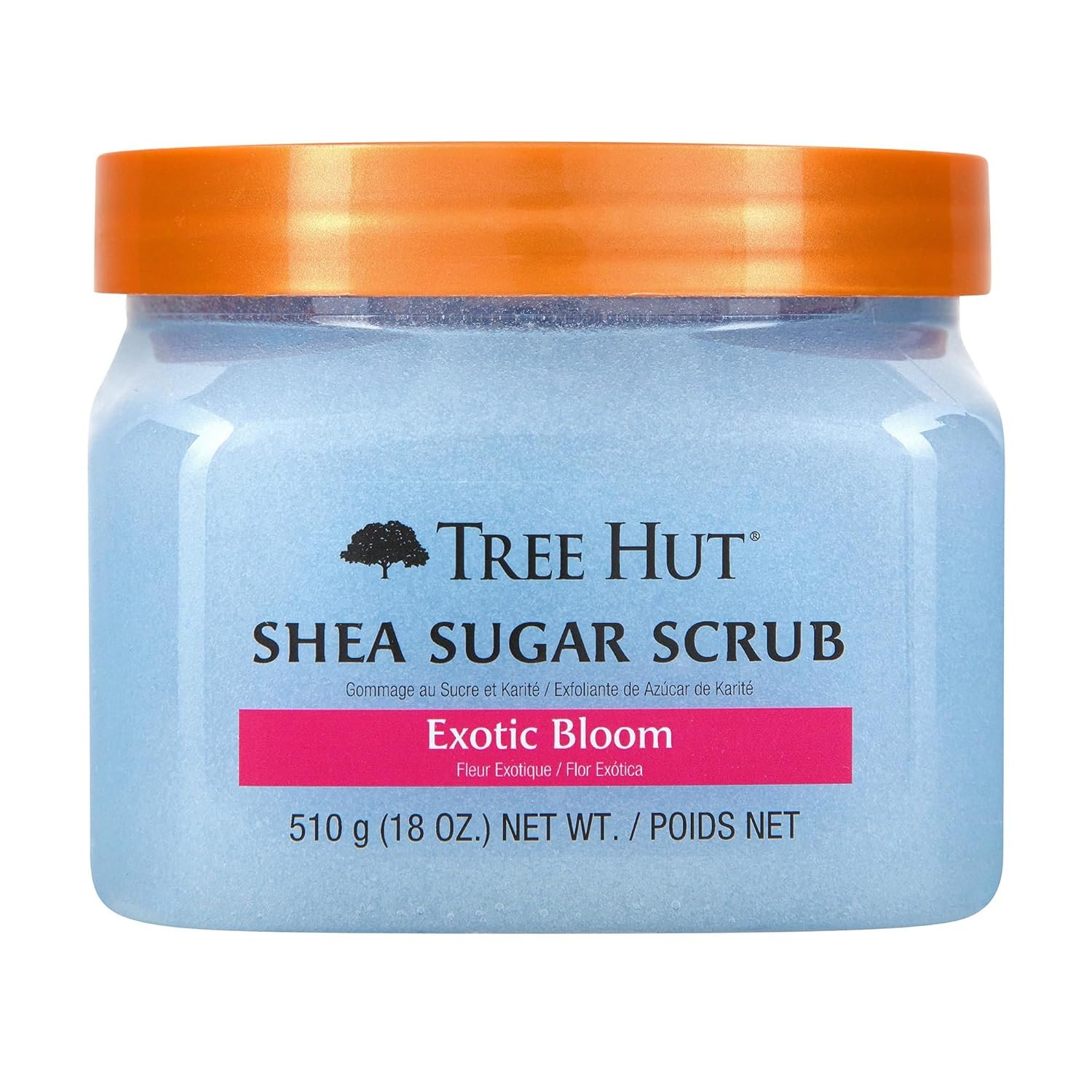 Tree Hut Exotic Bloom Shea Sugar Scrub | Exfoliating Body Scrub Removes Dead, Dry Skin for a Soft & Hydrated Feel | Nourishing Essential Body Care | 18 fl oz.