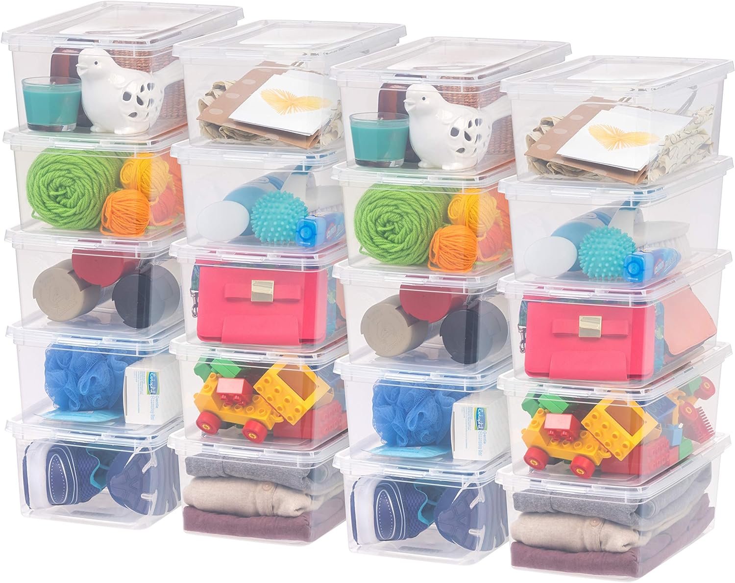 IRIS USA 20-Pack Storage Bins with Lids, 6 Quart, Shoe Boxes Clear Stackable Containers Organize Shoes Closet Shelves, Classroom Organization Teacher Tools, Game Storage – BPA-Free Plastic