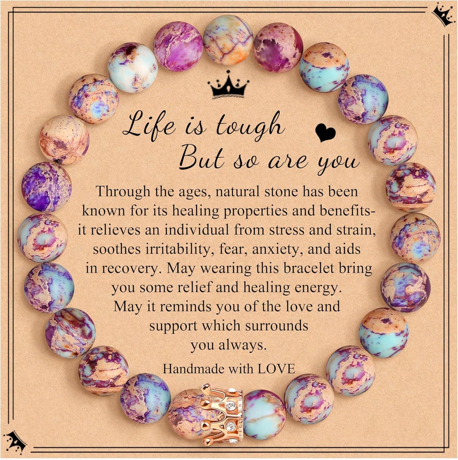 JoycuFF Woman Birthday Gifts Idea Friendship Gifts For Women Best Friends Besties Aunt Female Mom Daughter Granddaughter Gf Anniversary Christmas Graduation Healing Stone Crown Gifts For Her