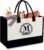 BeeGreen Embroidery Monogram Initial Tote Bag for Women Teacher Mom Friend Personalized Gift for Birthday Beach Wedding Work