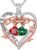 Iefil Rose Heart Double Birthstone Necklace Gifts for Wife Her Mom Women, Birthstone Jewelry Gemstone Birthday Gifts for Girlfriend Grandma Her Wife Women